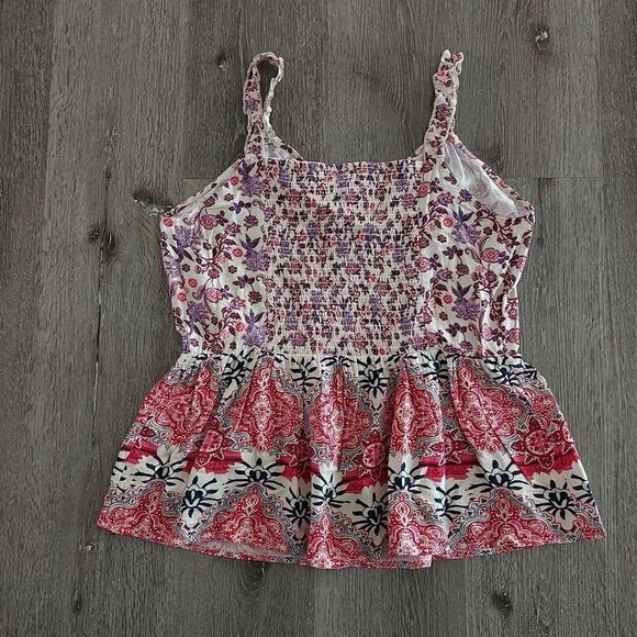 Maurices Mixed Print Button Front V Neck Tank Top Large - Picture 4 of 8